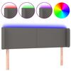 vidaXL Tăblie de pat cu LED, gri, 147x16x78/88 cm, piele ecologică