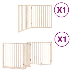 vidaXL Poartă de c&acirc;ini pliabilă cu ușă, 6 panouri, 480 cm, lemn plop