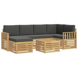 vidaXL Set de canapele de exterior 7 buc. Alb și antracit Poliester