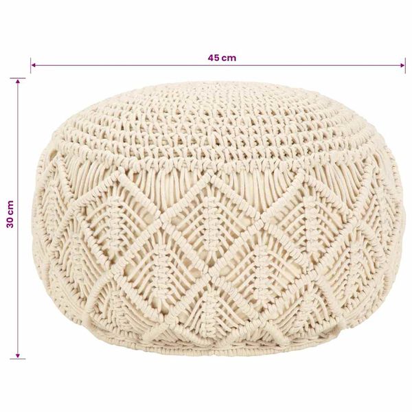 vidaXL Taburet puf macrame lucrat manual, 45 x 30 cm, bumbac