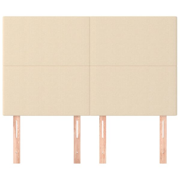 vidaXL Tăblie de pat crem 144x5x118/128 cm, material textil