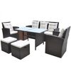 vidaXL Set mobilier de exterior cu perne, 6 piese, maro, poliratan