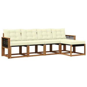 vidaXL Set de canapele de exterior cu pernă 5 pcs Natural și Crem