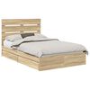 vidaXL Pat cu storage Stejar Sonoma 120 x 200 cm Lemn prelucrat