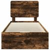 vidaXL Cadru de pat Stejar fumuriu 75 x 190 cm Lemn Ingineresc