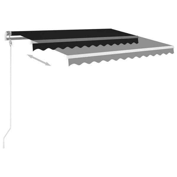 vidaXL Copertină retractabilă senzor v&acirc;nt & LED, antracit, 300x250 cm