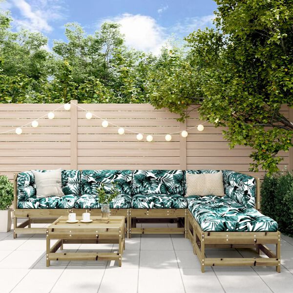 vidaXL Set mobilier de grădină cu perne, 7 piese, lemn de pin tratat