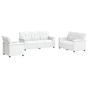 vidaXL Set de canapea 3 pcs Alb Piele artificială