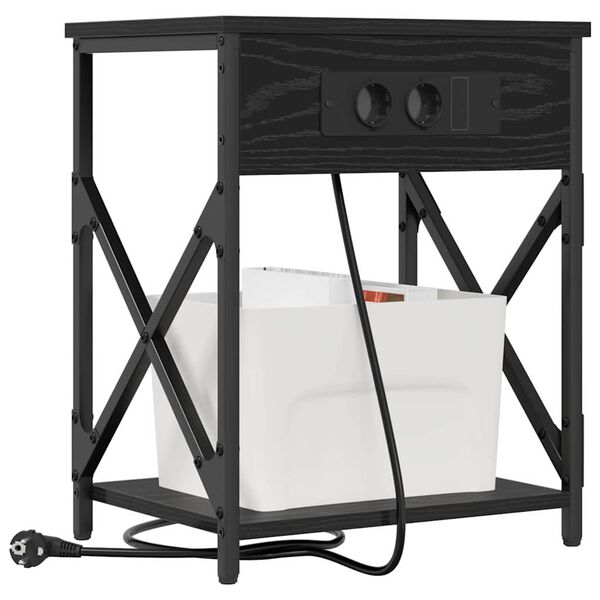 vidaXL Dulap de noapte Stejar Negru 41 x 31 x 51 cm Lemn compozit