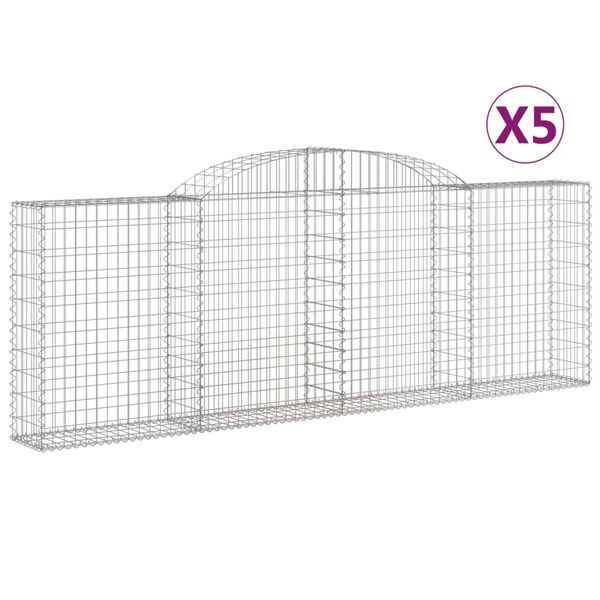 vidaXL Coșuri gabion arcuite 5 buc, 300x30x100/120 cm fier galvanizat