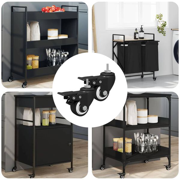 vidaXL Roți 2 pcs Negru M6 x 37 mm Fier și nylon