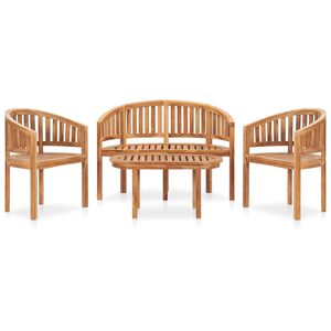 vidaXL Set mobilier grădină tip banană, 4 piese, lemn masiv de tec