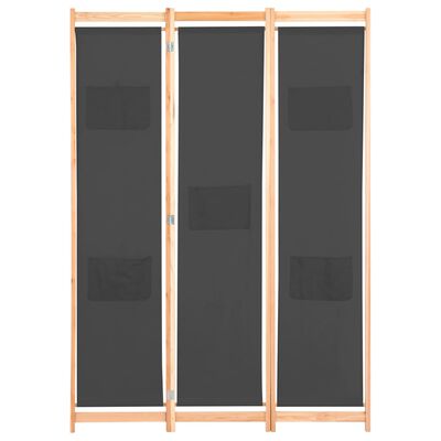 vidaXL Paravan de cameră cu 3 panouri, gri, 120x170x4 cm, textil