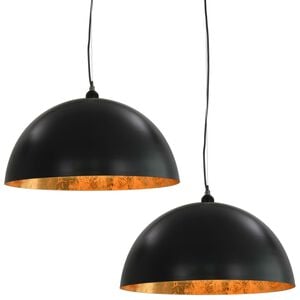 vidaXL Lustre, 2 buc., negru și auriu, 50 cm, semisferic, E27