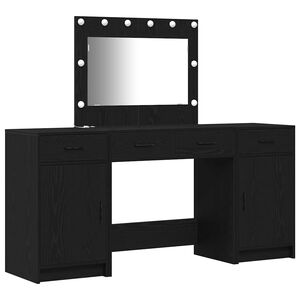 vidaXL Masă de Machiaj 3 buc. Negru 78,5 x 41 x 135 cm Lemn prelucrat
