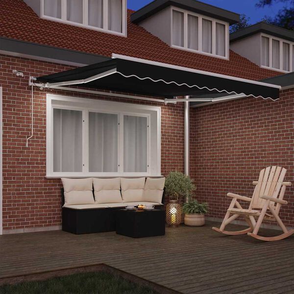 vidaXL Cortina Retractabilă Negru 300 x 250 cm Poliester și metal