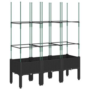vidaXL Jardinieră de grădină cu spalier, negru, 120x40x142,5 cm, PP