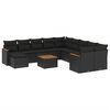 vidaXL Set canapele de grădină, 12 piese, cu perne, negru, poliratan