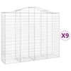 vidaXL Coșuri gabion arcuite 9 buc, 200x50x160/180 cm, fier galvanizat