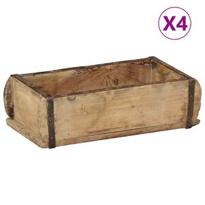 vidaXL Tavă 4 pcs Maro 30 x 15 x 9 cm Lemn recuperat masiv
