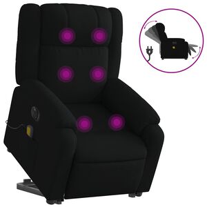 vidaXL Fotoliu electric de masaj rabatabil cu ridicare, negru, textil