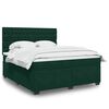 vidaXL Pat box spring cu saltea, verde &icirc;nchis, 180x200 cm, catifea