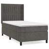 vidaXL Pat box spring cu saltea, gri &icirc;nchis, 90x190 cm, catifea