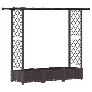 vidaXL Pat Ridicat cu Trellis și Acoperiș Maro 164 x 40 x 121 cm PP