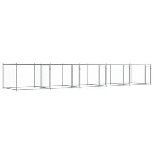 vidaXL Cușcă pentru c&acirc;ini cu uși, gri, 10x2x1,5 m, oțel galvanizat