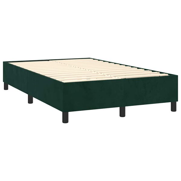 vidaXL Pat box spring cu saltea, verde &icirc;nchis, 120x200 cm, catifea