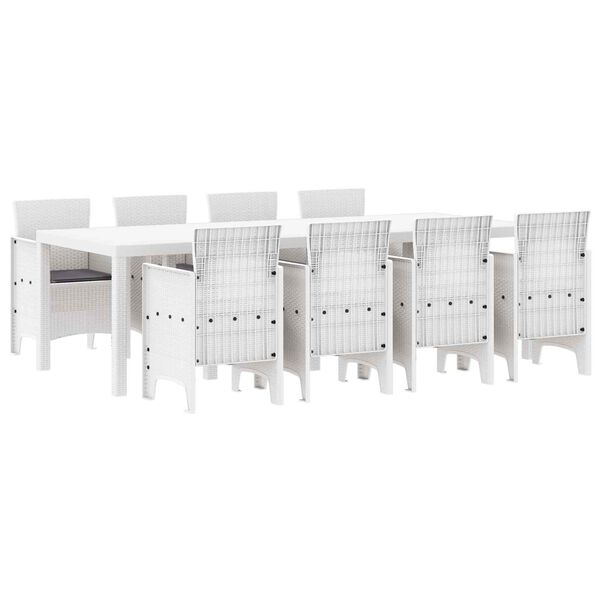 vidaXL Set de masă pentru grădină 9 pcs Gri deschis Ratan Polt