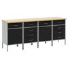 vidaXL Dulap de lucru cu sertar 4 buc. Negru și Gri 200 x 55 x 85 cm