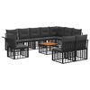 vidaXL Set de canapele de exterior 11 pcs Negru și Gri &icirc;nchis