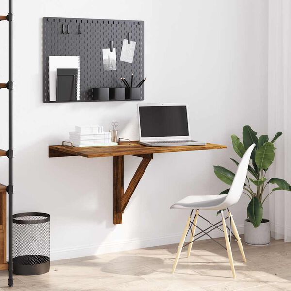 vidaXL Masă perete pliantă stejar fumuriu 100x60x56 cm lemn compozit