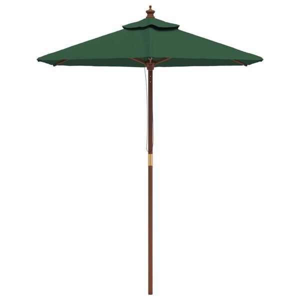 vidaXL Umbrelă de soare de grădină st&acirc;lp din lemn, verde, 196x231 cm