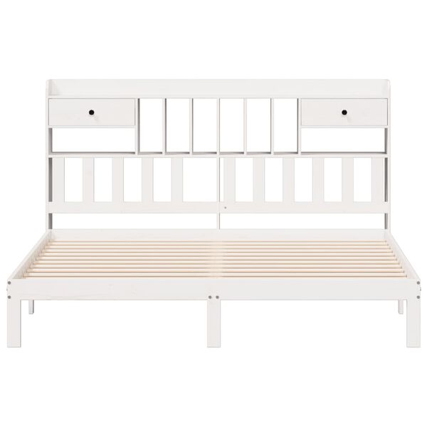 vidaXL Pat cu bibliotecă fără saltea, 180x200 cm, lemn masiv de pin