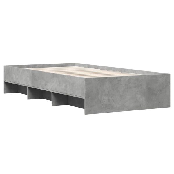vidaXL Cadru de pat, gri beton, 100x200 cm, lemn prelucrat