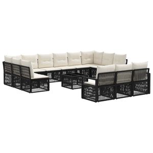 vidaXL Set de canapele pentru grădină 14 buc. Negru poliratan