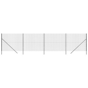 vidaXL Gard plasă de s&acirc;rmă, antracit, 2,2x10 m, oțel galvanizat