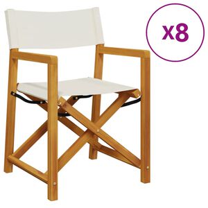 vidaXL Scaune de grădină pliabile, 8 buc., țesătură alb crem