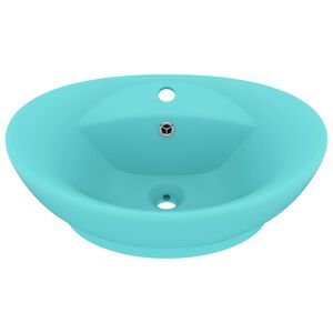 vidaXL Chiuvetă lux preaplin verde deschis mat 58,5x39cm ceramică oval