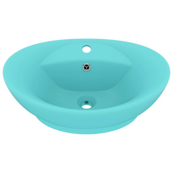 vidaXL Chiuvetă lux preaplin verde deschis mat 58,5x39cm ceramică oval