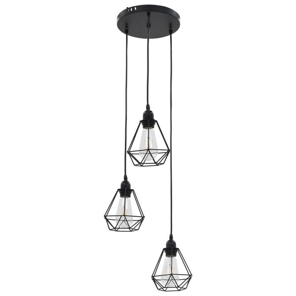 vidaXL Lustră cu design diamant, negru, 3 x bec E27