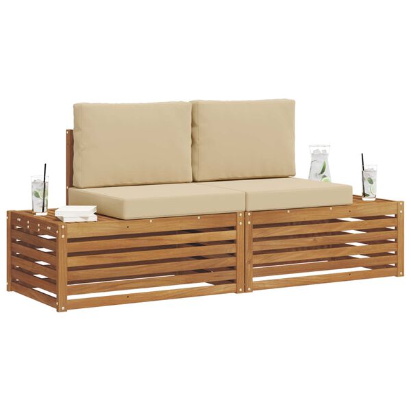 vidaXL Set de canapele de exterior cu pernă 2 Bucată Natural și Bej