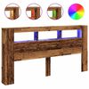 vidaXL Tăblie pat cu LED lemn vechi 200x18,5x103,5 cm lemn prelucrat