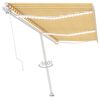 vidaXL Copertină retractabilă manual cu LED, galben și alb, 600x300 cm