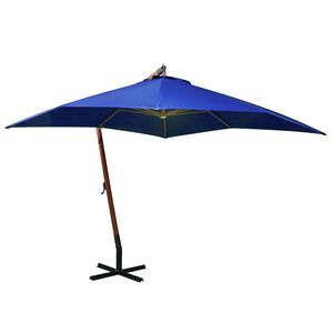 vidaXL Umbrelă suspendată cu st&acirc;lp, albastru azuriu, 3x3 m, lemn brad