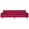 vidaXL Canapea extensibilă cu 2 locuri, 2 perne, roșu vin, catifea