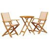 vidaXL Set mobilier bistro, 3 piese, textil bej/lemn masiv