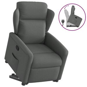 vidaXL Fotoliu rabatabil cu ridicare pe verticală, gri &icirc;nchis, textil
